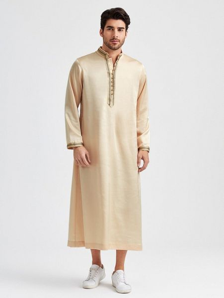 

men button front tape detail longline kurta y9jc#, White;black