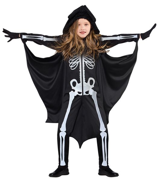 

batman boy girl costume halloween kids costumes cape bat cape witch skull cosplay clothes suitable for height 100cm-150cm, Black;red