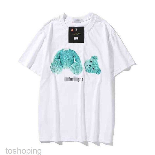 

2022 angel t-shirts palm trendy decapitated teddy bear print t-shirt loose men's and women's wear letter short sleeve11 9b, White;black