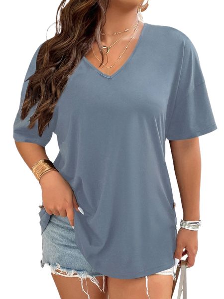 

plus solid drop shoulder tee k98r#, Black