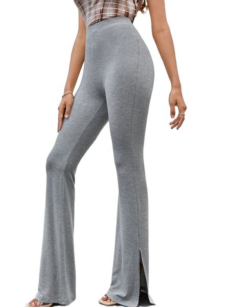 

split hem flare leg pants n3qt#, Black;white