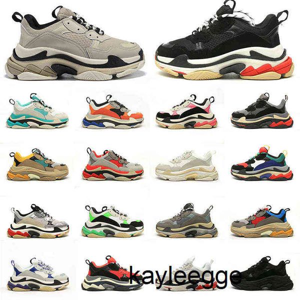 

triple s men women designer casual shoes platform sneakers black white dark grey neon green clear sole fuchsia beige taupe allover mens