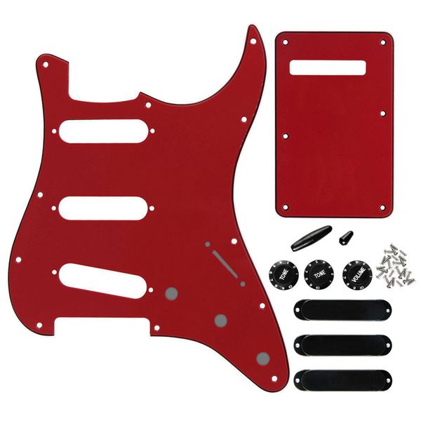 11 fori SSS Pickguard 3Ply Back Plate No Holes Pickup Cover Manopole per chitarra Switch Tip per parti di chitarra elettrica