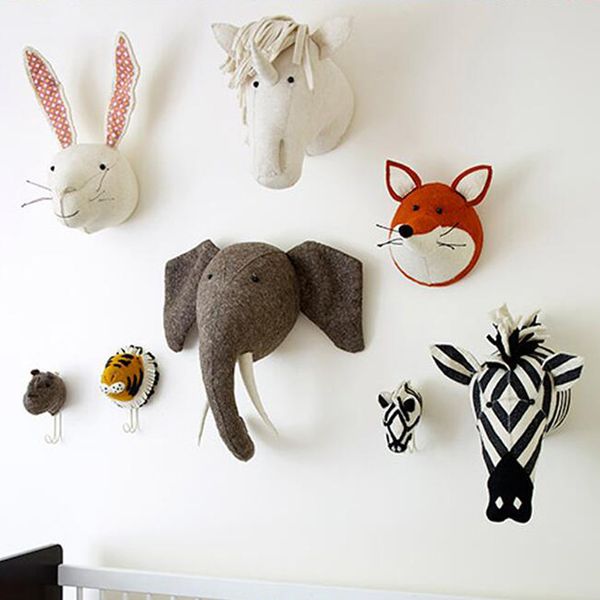 Decoração de quarto de crianças bebês cabeças de animais 3d decoração de parede para crianças decoração de berçário decoração de instalação macia house 220808