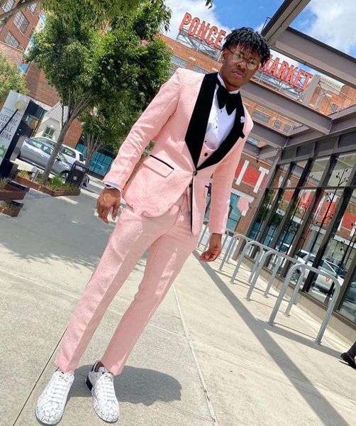 

pink men suits for prom party blazer jacket men tuxedos groom wedding suit young man clothes 3 piece, Black;gray