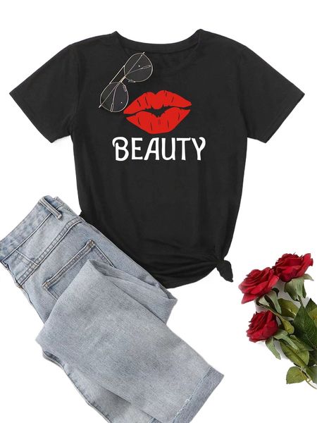 

letter & lip print tee k2tu#, White