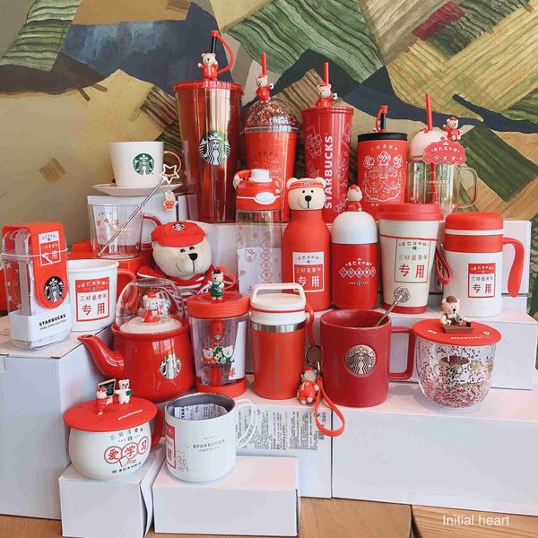 

starbucks three good stars youth cup 2020 xiao zhan same love coffee learning glass mark straw thermos cup