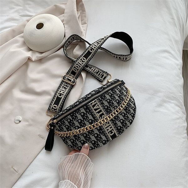 

waist women's fashion one messenger canvas chain strap versatile embroidery bouncing chest dumpling 55% off holesale store