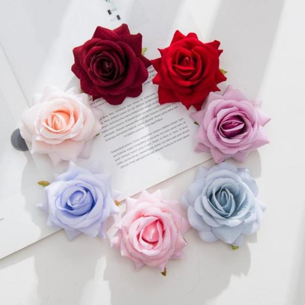 Flores decorativas grinaldas 10pcs Rosas rosa de seda Decorações de Natal para casa DIY Gift Artificial Wall Scrapbooking bordado F.