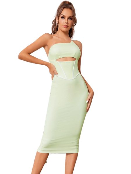 

parthea one shoulder cut out mesh bodycon dress w5ce#, Black;gray