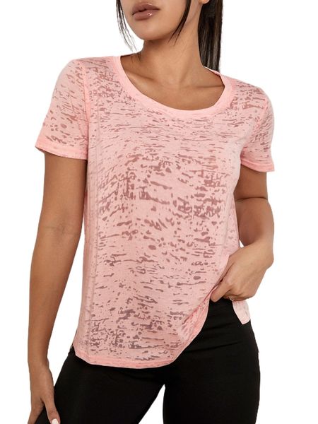 

split high low hem sports tee 81y3#, Gray