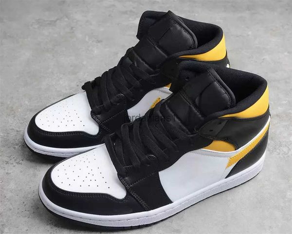 

jumpman 1 mid white pollen black men/women shoes outdoor trainers sports with original box fast delivery