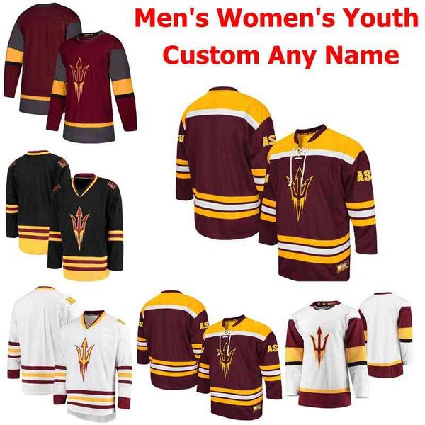 

arizona state sun devils jerseys womens dylan hollman jersey jacob wilson louie rowe joey daccord college hockey jerseys custom stitched, Black