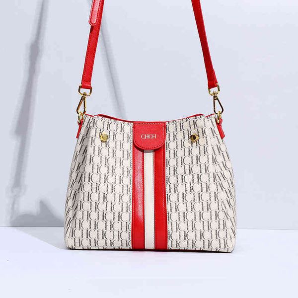 

ch2022pvc bucket bag shoulder bag fashion stitching wild messenger brand female tote 220428