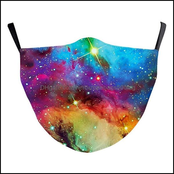 Дизайнерская маски организация домохозяйки дома модная мода Starry Sky Print Face Galaxy Adt Fashable ткани Маска для рта.