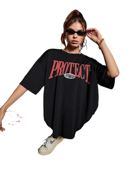 

letter graphic drop shoulder tee m2e1#, White