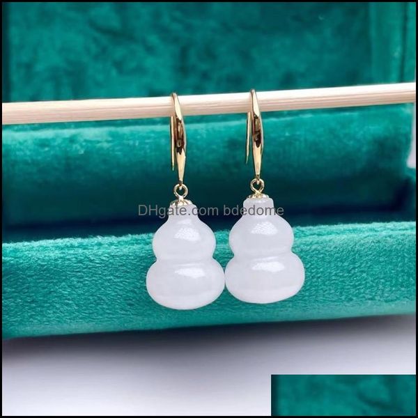 

dangle chandelier earrings jewelry 18k yellow gold real natural white jasper drop fine women we dhzqw, Silver