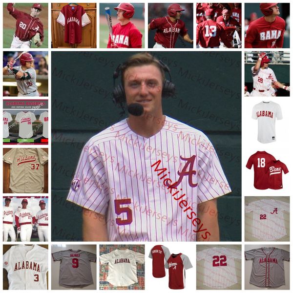 

2022 ncaa custom alabama crimson tide baseball jersey 39 garrett mcmillan 40 brock guffey 41 connor ball 44 zane denton 48 landon green 88 h, Black