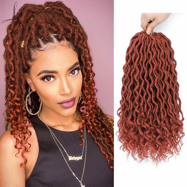 Cabelo Sintético Faux Locs de 18 polegadas Tranças de Crochê Macio 24 Fios/pçs Cabelo Trançado Ombre Mechas Boêmias LS12