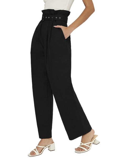 

paperbag waist belted pants w0sn#, Black;white