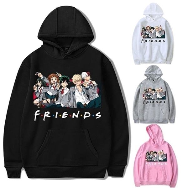 

friends oversized hoodie sweatshirt women men my hero academia friends polerone bluza damska korean clothe streetwear sweatshirt lj201103, Black