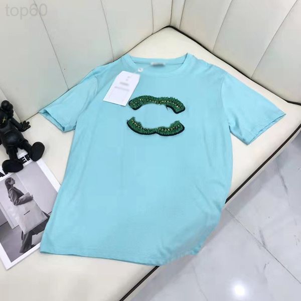 

designer xiaoxiangfeng 2022 european summer new short sleeved t-shirt women's fashion trend round neck loose available in four colors 2, White