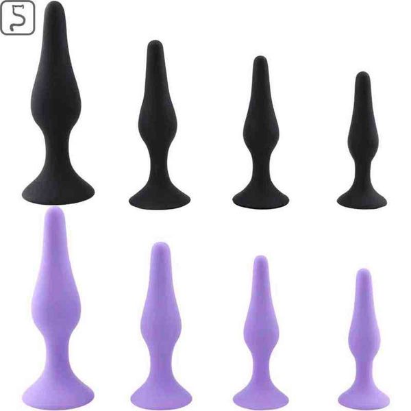 Nxy Sex Anal Toys Силиконовые заглушки заднего двора четырех кусоч