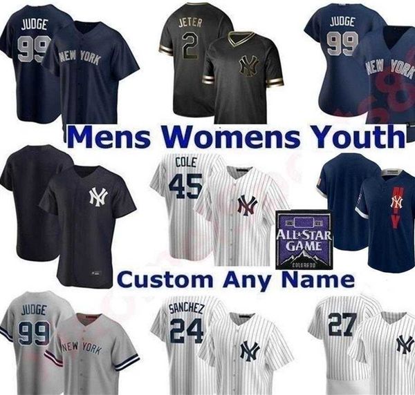 

ny all-star game baseball jerseys gerrit cole derek jeter gary sanchez dj lemahieu aaron judge yankees gleyber torres giancarlo stanton, Black