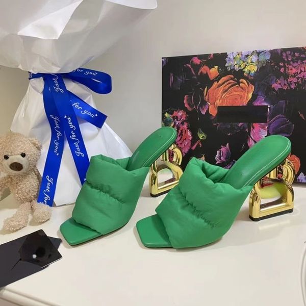 

new summer 2022 grande dame high heel slipper op25 with plating and leather open-toe square for one-word slipper, Black