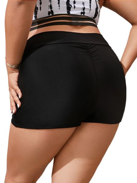 

plus ruched back bikini bottom 68tp#, Black