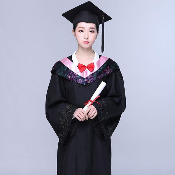 Roupas conjuntos de uniformes escolares Cosplay Japanese JK Student Grown Cap University University Bachelor Robe Tassel Hat Setclothing