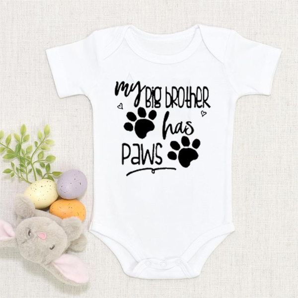 Rompers 0-24m Summer Born Baby Mumpsuit My Big Brother tem patas engraçadas menino de menina infantil infantil letra de letras