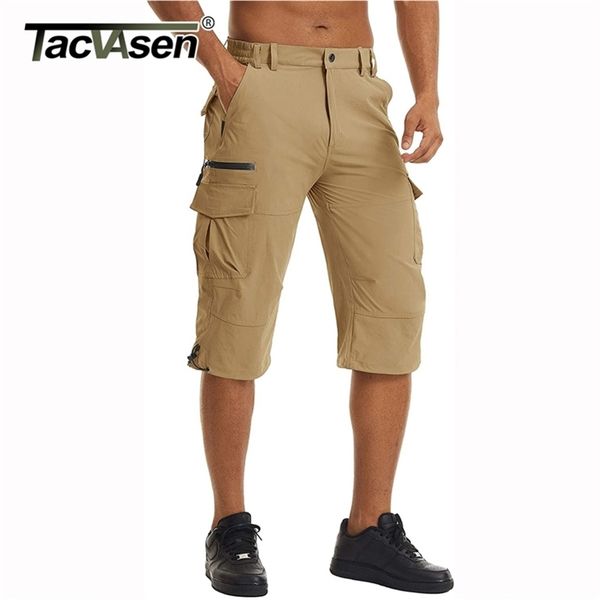 Tacvasen masculino de carga de trabalho rápido seco rápido 34 calças de comprimento Multipockets Kretsward calça de verão shorts de praia 220602