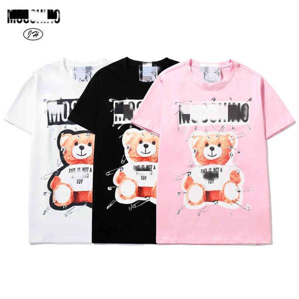 

men's t-shirts bear print pin bear star short sleeve ss loose casual men's and women's t-shirt ftmz, White;black