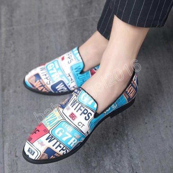 Slip On Shoes Fashion Print Party Shoes For Men Spring осень осенний лоферы Mens Trade Shouse Итальянские