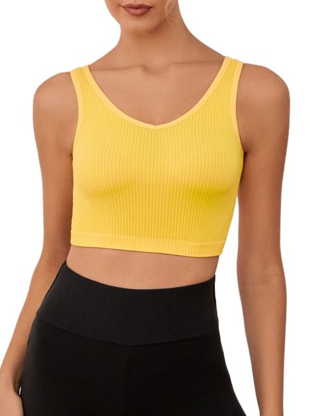 

ribbed knit crop sports tank 722d#, Gray