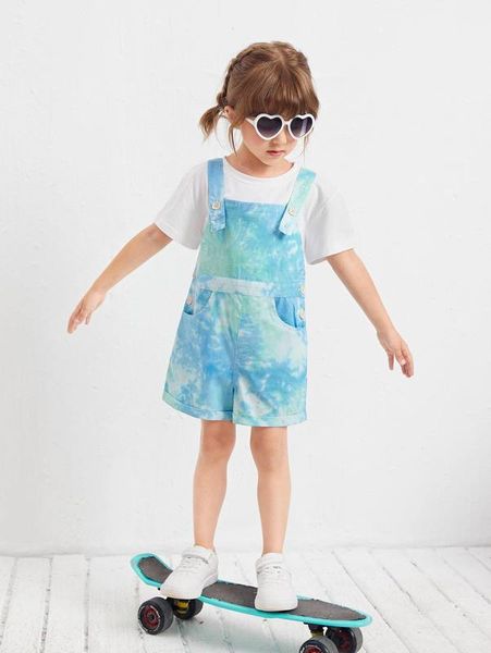 

toddler girls tie dye overall romper she, Blue