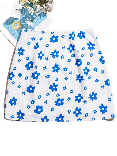 

floral print skirt p8lz#, Black