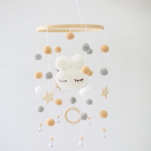 Lettino Sonaglio Cartoon Peluche Coniglio Giocattoli nato Presepe Mobile Sonaglio Palline di lana Perline Letto Campana Rotante Carillon di vento Nursery Decor 220531