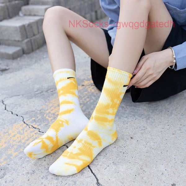 

men's fashion classic tie dyed socks hook brand men women long cotton sports high candy colour middle tube moisture absorption sock lux, Black