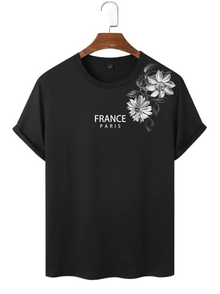 

men floral & letter graphic tee 543n#, White;black