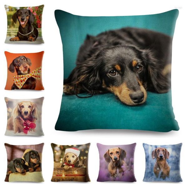 Yastık /Dekoratif Mini Dachshund Köpek Kapağı Dekor Pet Hayvan Kılıfları Polyester Yastık Kılıfı Kanepe Ev Araba Odası Odası 45x45cm /Decorativ