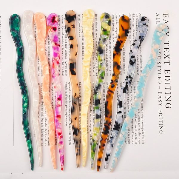 

simple fashion women acetic acid hairpin marble pattern colorful hairpins hair accessories wedding party jewelry hair chopstick, Golden;silver