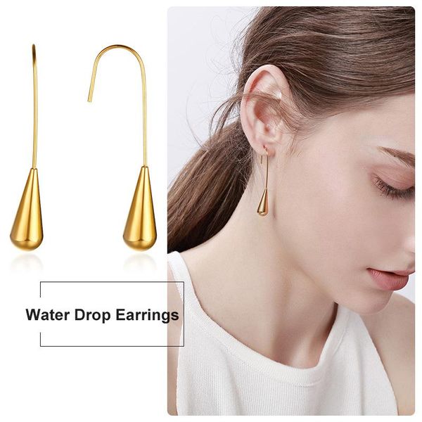 

dangle & chandelier fashion water drop earrings womens stainless steel teardrop design dainty, Silver