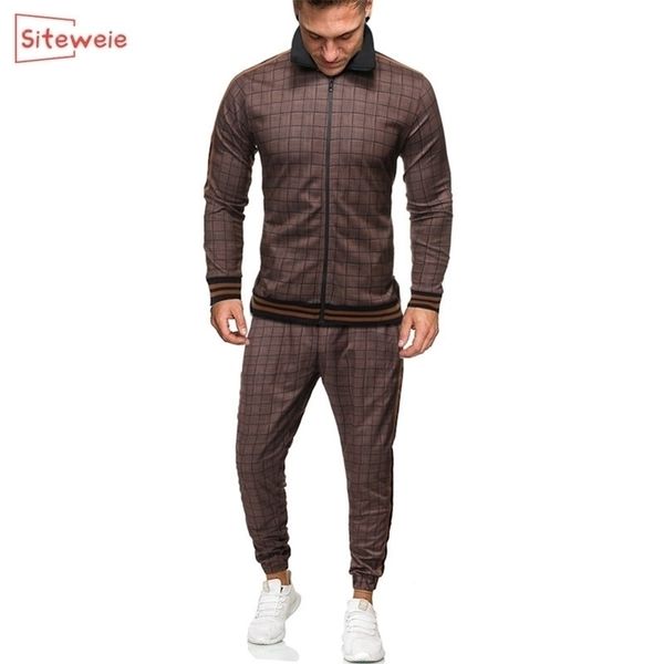 

siteweie mens sportswear sets spring autumn male casual tracksuit men 2 piece jacket pants set male sport suit tracksuit g416 201116, Gray