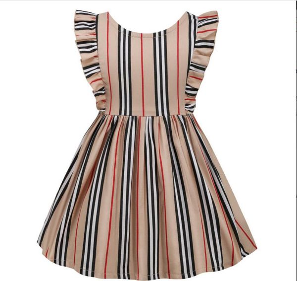 

girls striped princess dress great quality summer girl sleeveless vest dresses kids casual skirts children cotton skirt 2-7 years, Red;yellow