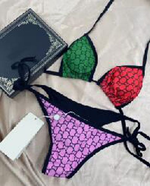 

women's swimwear women swim wear brand letter print green red colorful two pieces swimwear for girl size s-xl, White;black