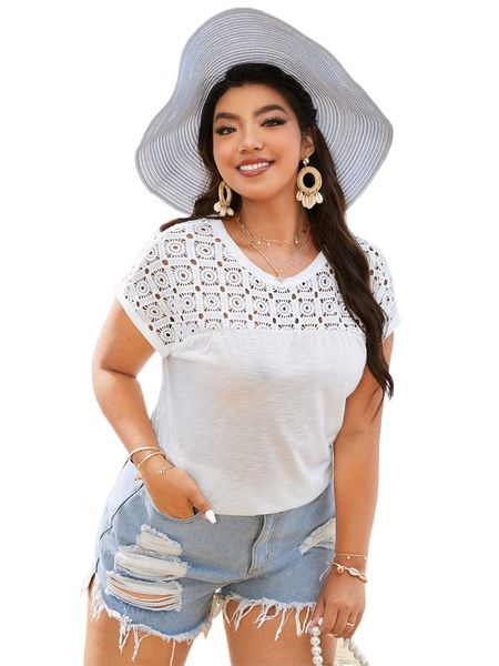 

plus solid cutout tee 93jw#, Black