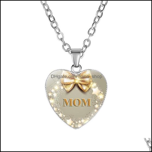 

pendant necklaces pendants jewelry new love you mom necklace glass heart shape ever fashion mother gift drop ship delivery 2021 4ps5g, Silver