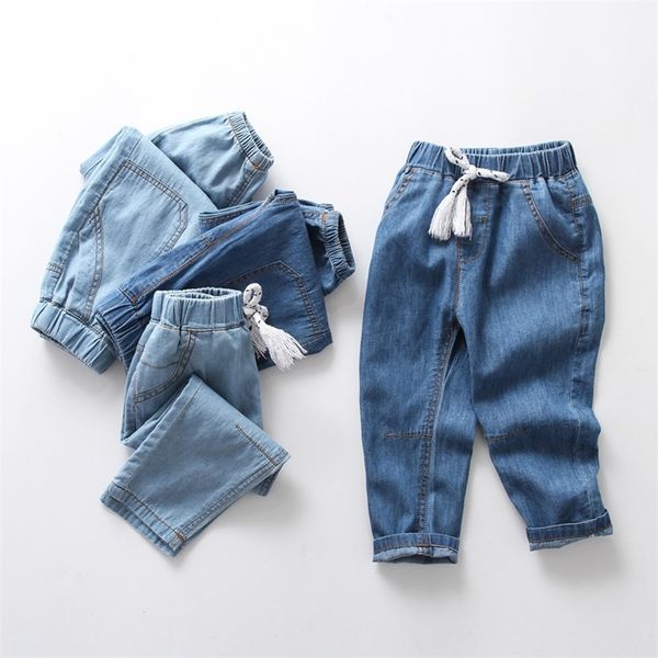 

boys girls jeans pants kids denim teen loose cotton pants for jeans kids clothes children trousers 2 3 4 5 6 7 8 9 10 years lj201203, Blue